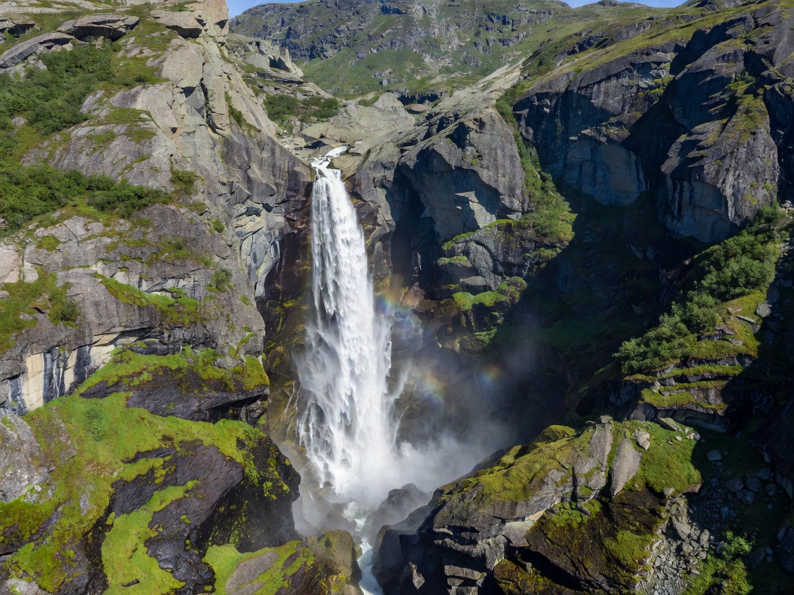 Vøringsfossen waterfall thundering into Måbødalen canyon on Hardangervidda